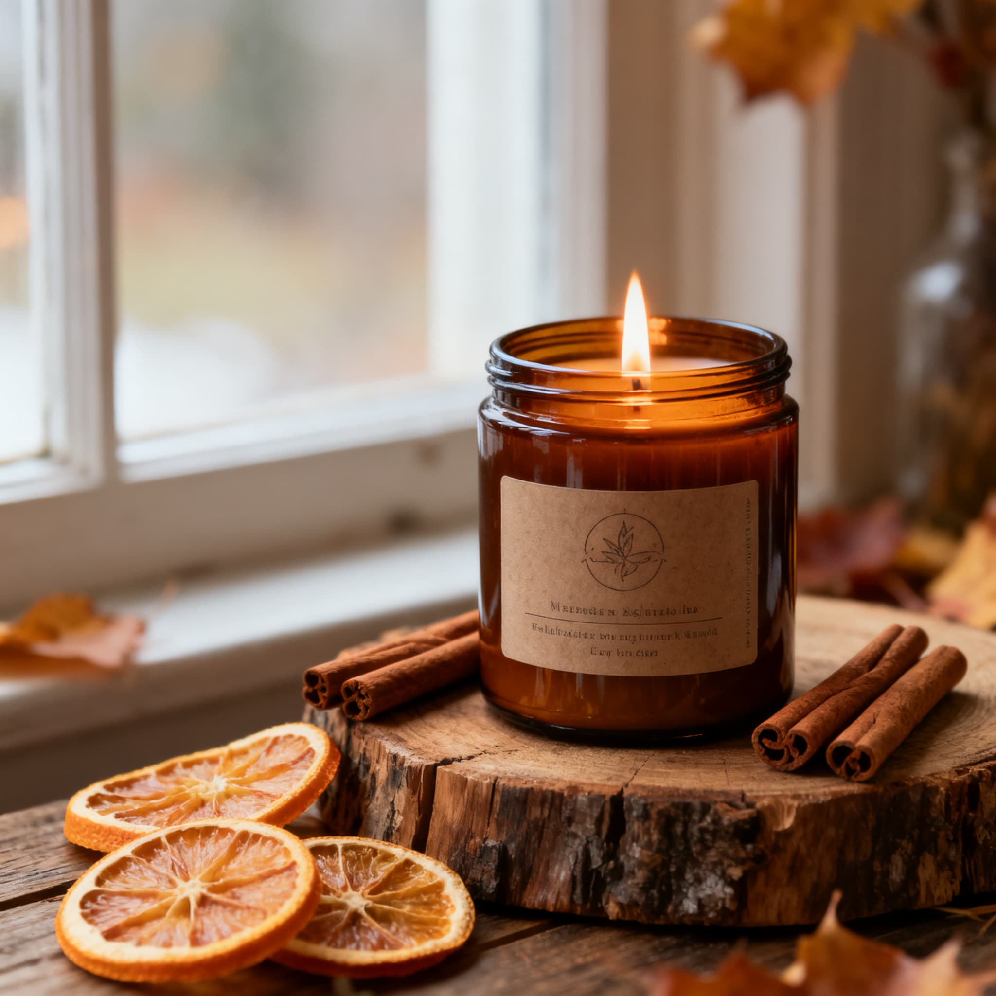 A post: a candle on a styled table