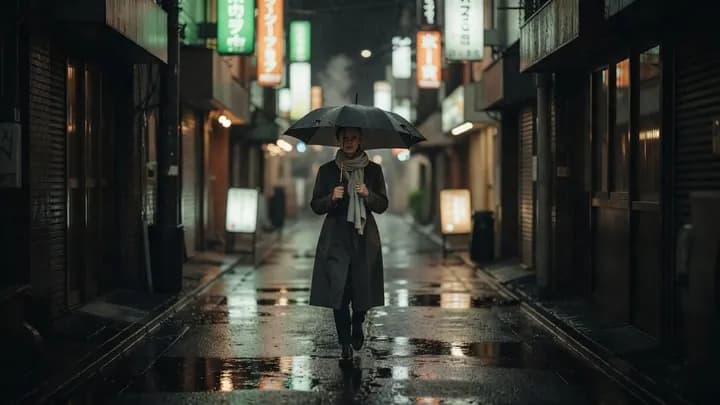 A Tokyo alley in the rain