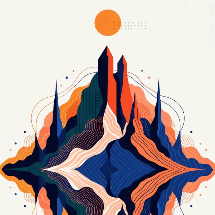 A vector poster of mountains at dawn